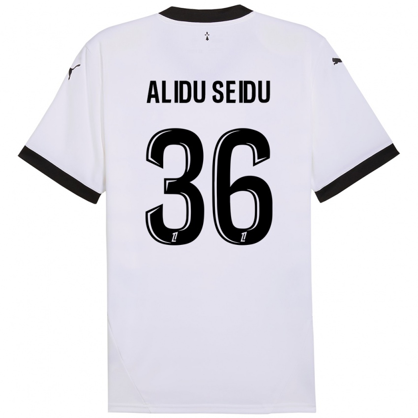 Niño Camiseta Alidu Seidu #36 Blanco Negro 2ª Equipación 2024/25 La Camisa