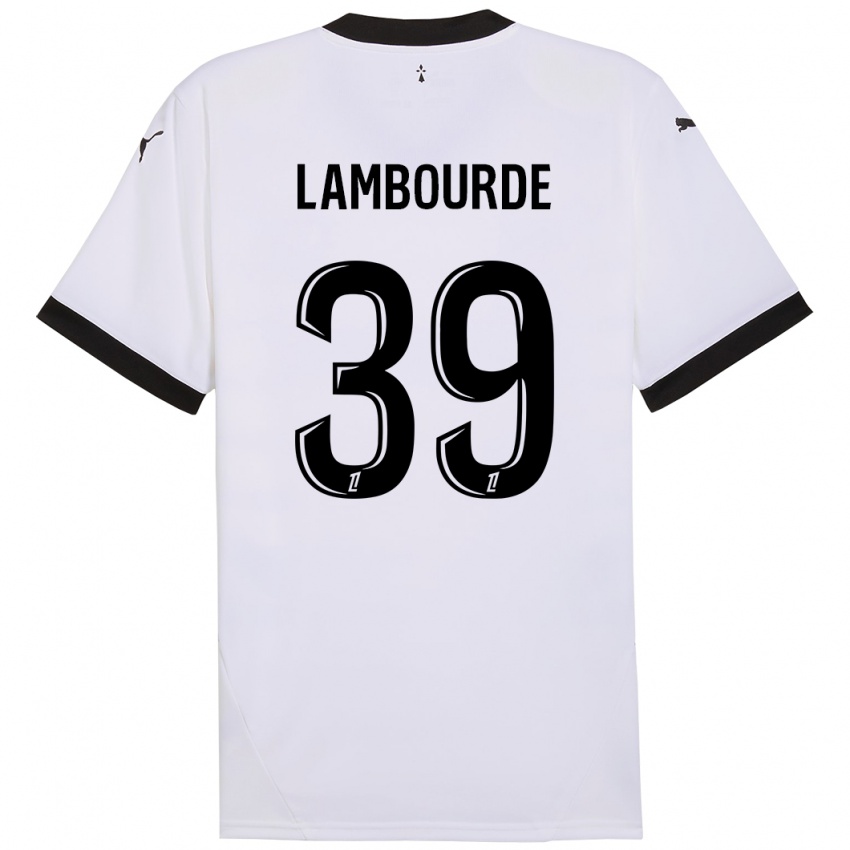 Niño Camiseta Mathis Lambourde #39 Blanco Negro 2ª Equipación 2024/25 La Camisa