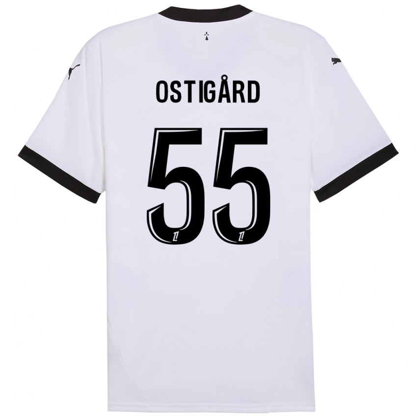 Niño Camiseta Leo Ostigard #55 Blanco Negro 2ª Equipación 2024/25 La Camisa