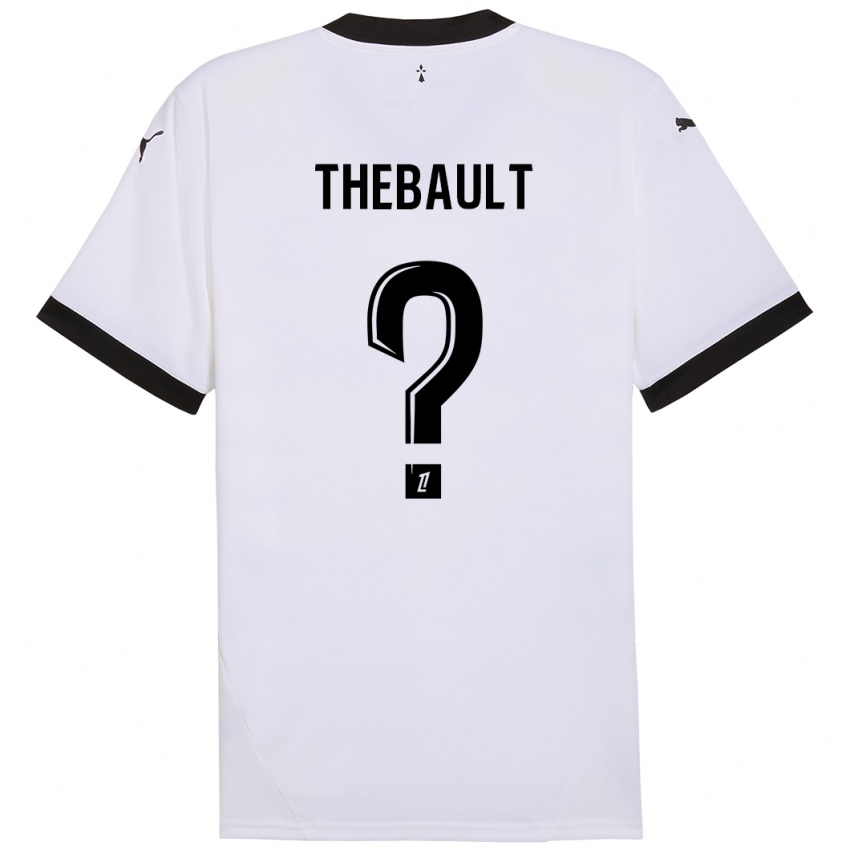 Niño Camiseta Yaël Thébault #0 Blanco Negro 2ª Equipación 2024/25 La Camisa