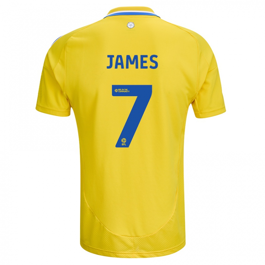 Niño Camiseta Daniel James #7 Amarillo Azul 2ª Equipación 2024/25 La Camisa