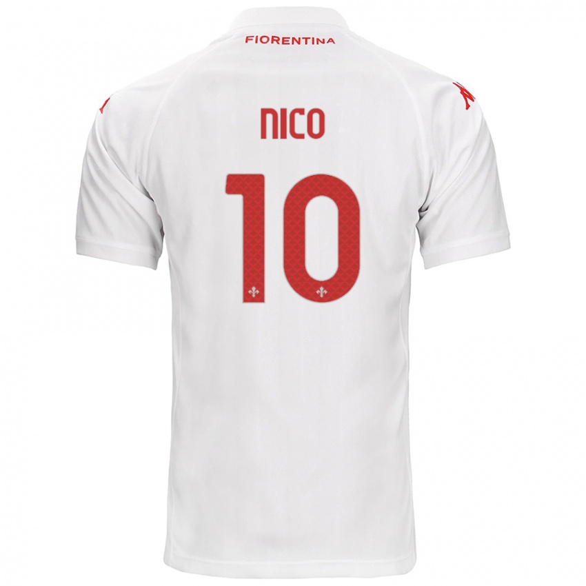 Niño Camiseta Nicolás González #10 Blanco 2ª Equipación 2024/25 La Camisa