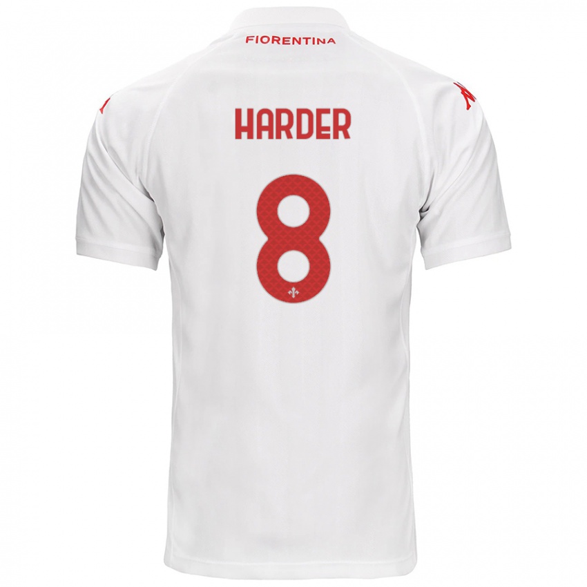 Niño Camiseta Jonas Harder #8 Blanco 2ª Equipación 2024/25 La Camisa