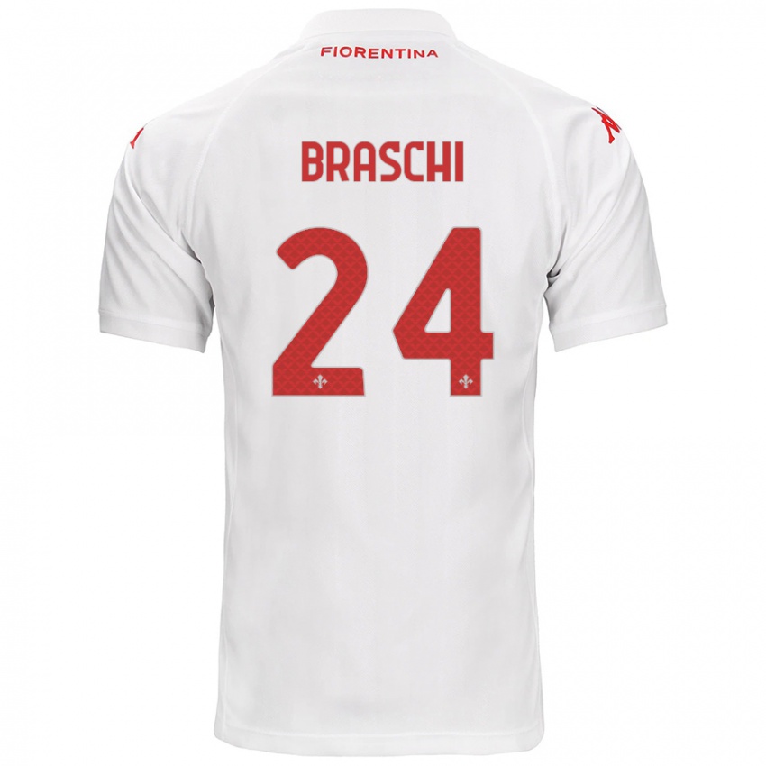 Niño Camiseta Riccardo Braschi #24 Blanco 2ª Equipación 2024/25 La Camisa