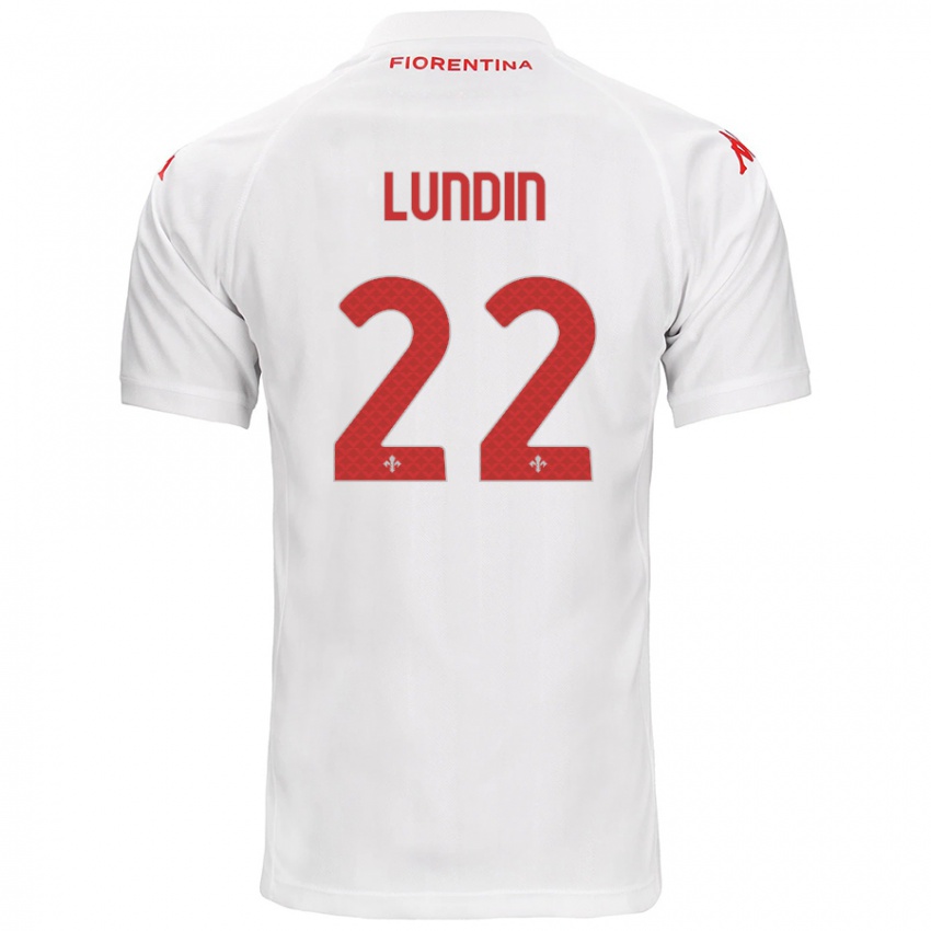 Niño Camiseta Karin Lundin #22 Blanco 2ª Equipación 2024/25 La Camisa