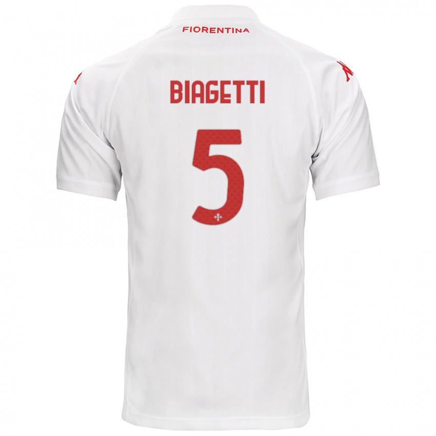 Niño Camiseta Christian Biagetti #5 Blanco 2ª Equipación 2024/25 La Camisa