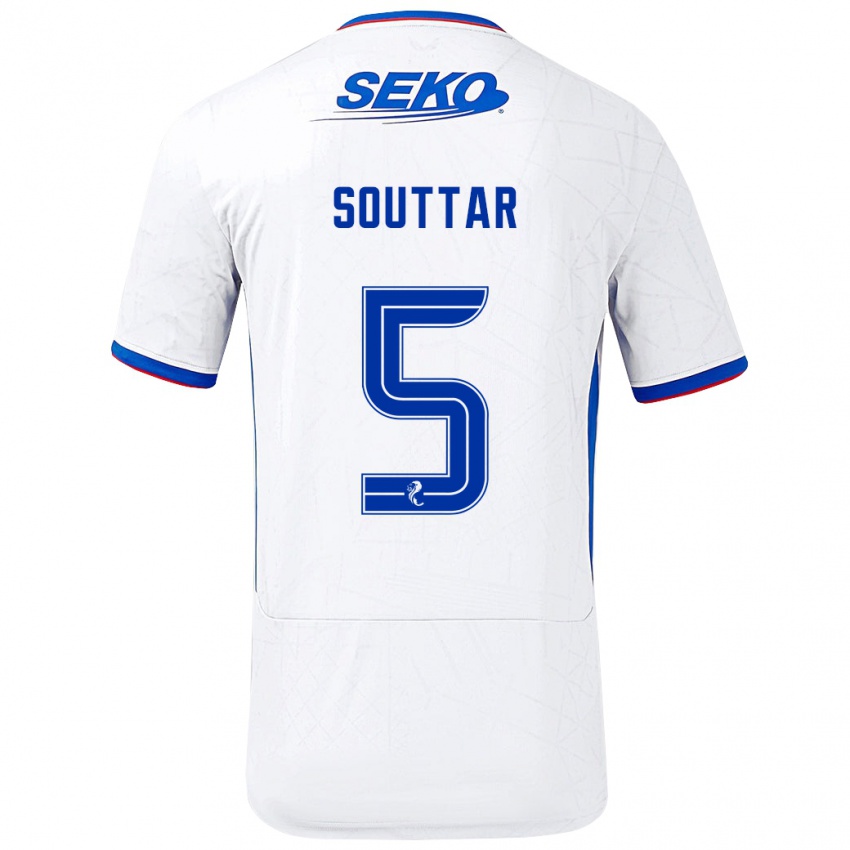 Niño Camiseta John Souttar #5 Blanco Azul 2ª Equipación 2024/25 La Camisa