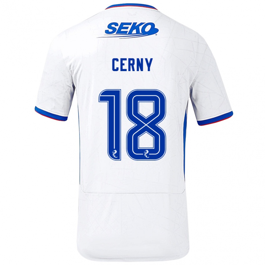 Niño Camiseta Vaclav Cerny #18 Blanco Azul 2ª Equipación 2024/25 La Camisa