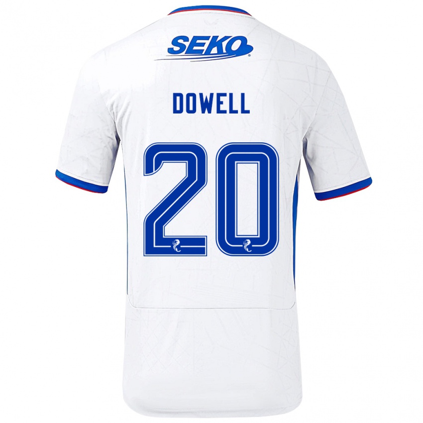 Niño Camiseta Kieran Dowell #20 Blanco Azul 2ª Equipación 2024/25 La Camisa