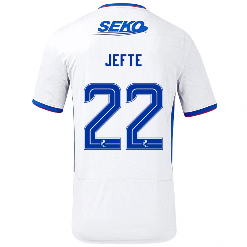 Niño Camiseta Jefté #22 Blanco Azul 2ª Equipación 2024/25 La Camisa