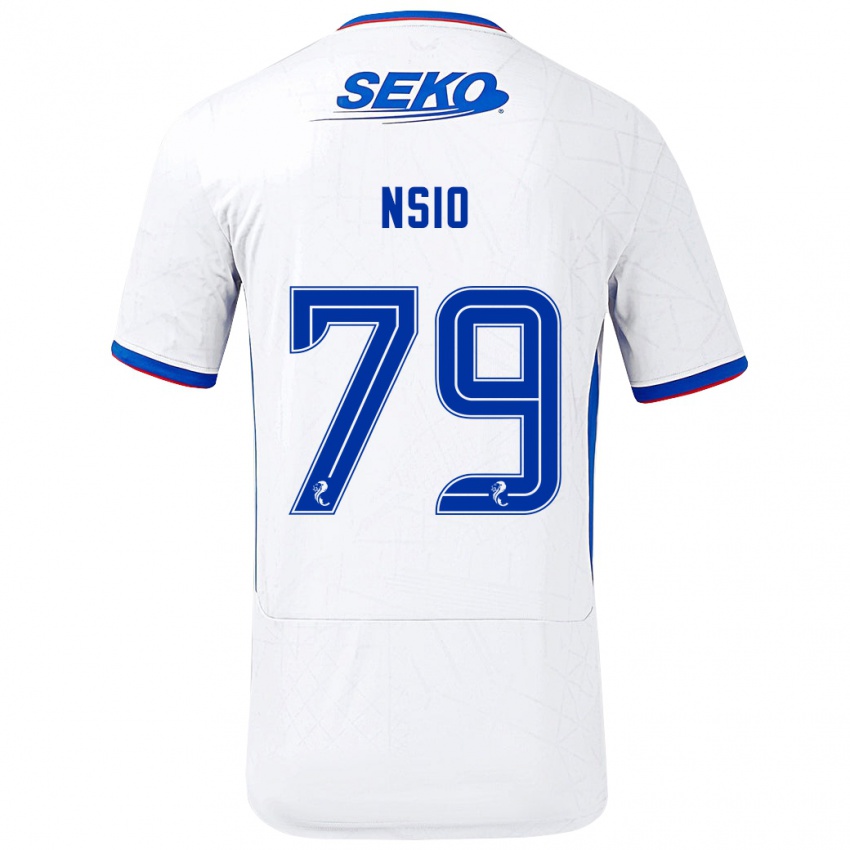 Niño Camiseta Paul Nsio #79 Blanco Azul 2ª Equipación 2024/25 La Camisa