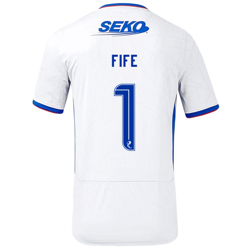 Niño Camiseta Jenna Fife #1 Blanco Azul 2ª Equipación 2024/25 La Camisa