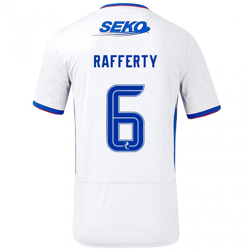 Niño Camiseta Laura Rafferty #6 Blanco Azul 2ª Equipación 2024/25 La Camisa