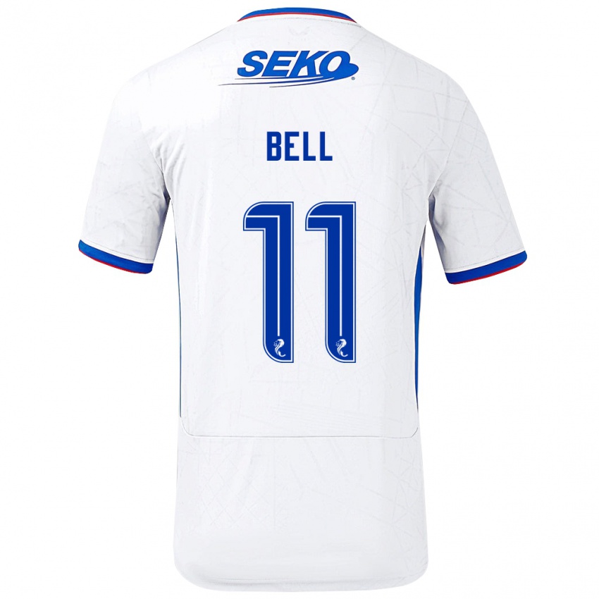 Niño Camiseta Megan Bell #11 Blanco Azul 2ª Equipación 2024/25 La Camisa