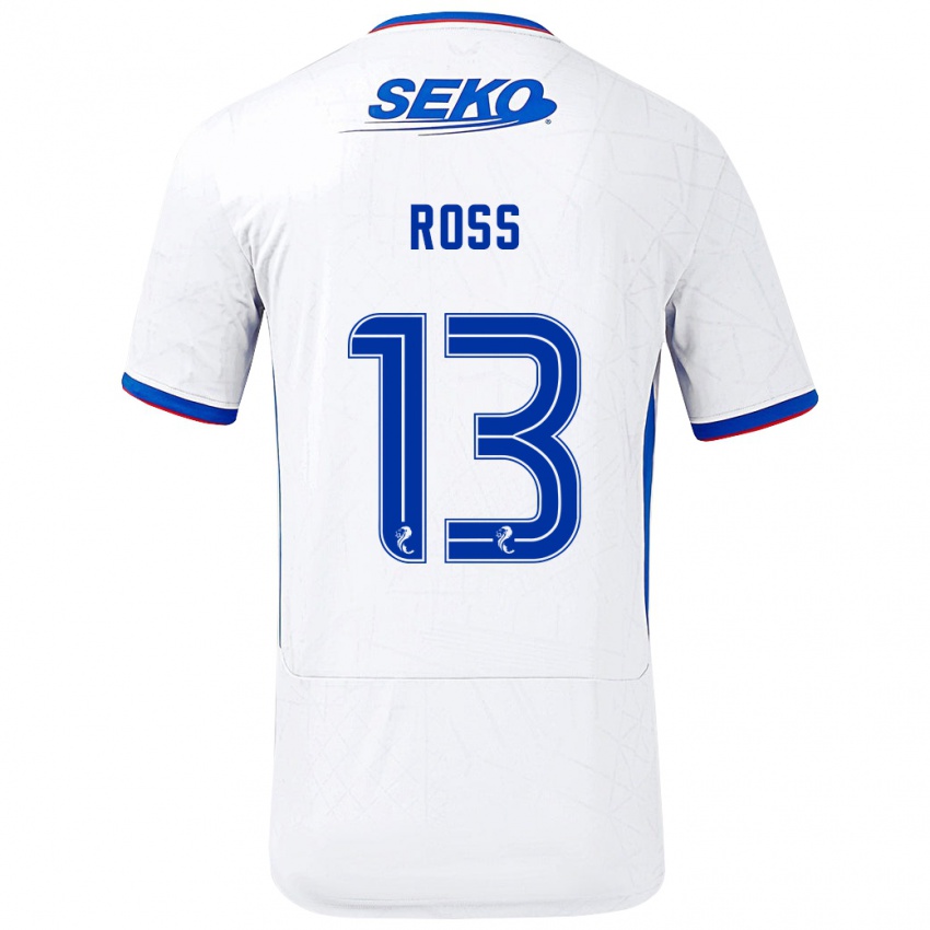 Niño Camiseta Jane Ross #13 Blanco Azul 2ª Equipación 2024/25 La Camisa