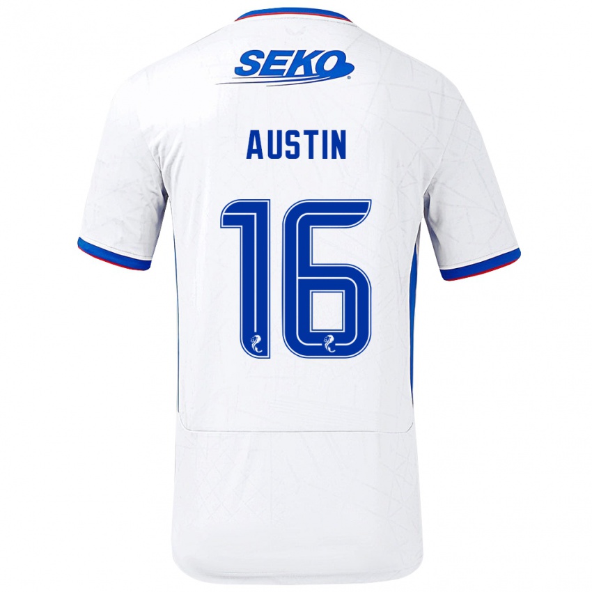 Niño Camiseta Eilidh Austin #16 Blanco Azul 2ª Equipación 2024/25 La Camisa