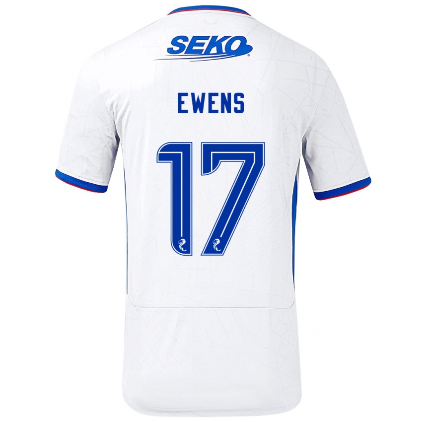 Niño Camiseta Sarah Ewens #17 Blanco Azul 2ª Equipación 2024/25 La Camisa