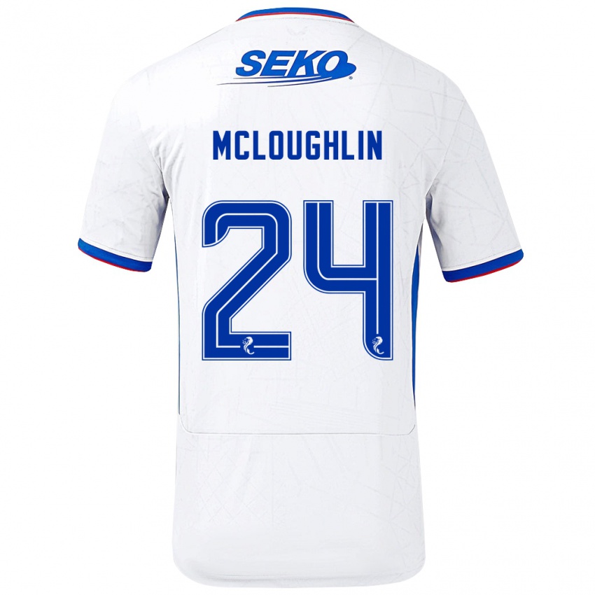 Niño Camiseta Olivia Mcloughlin #24 Blanco Azul 2ª Equipación 2024/25 La Camisa