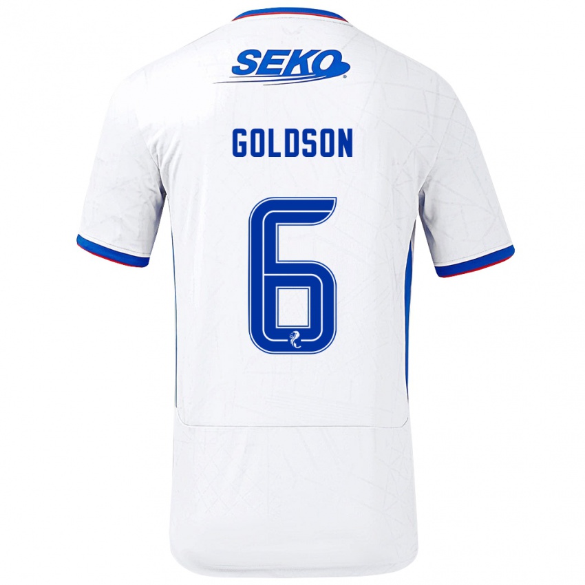 Niño Camiseta Connor Goldson #6 Blanco Azul 2ª Equipación 2024/25 La Camisa