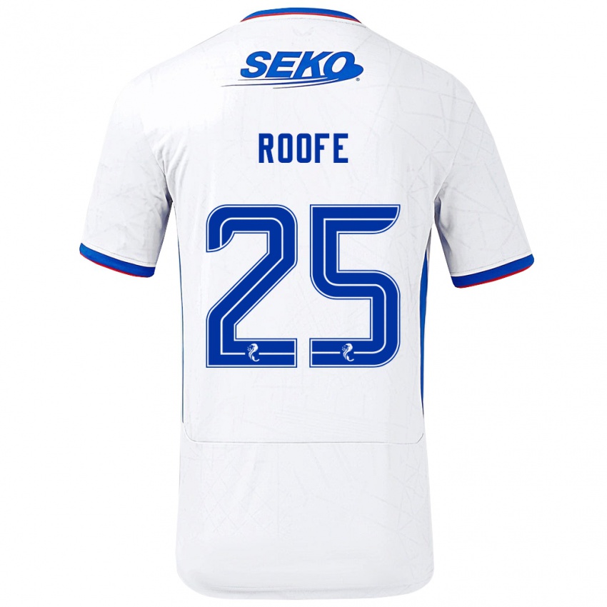 Niño Camiseta Kemar Roofe #25 Blanco Azul 2ª Equipación 2024/25 La Camisa