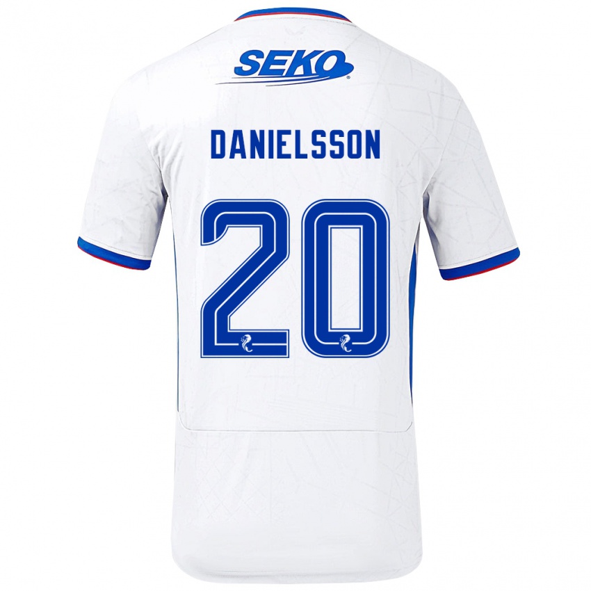 Niño Camiseta Jenny Julia Danielsson #20 Blanco Azul 2ª Equipación 2024/25 La Camisa