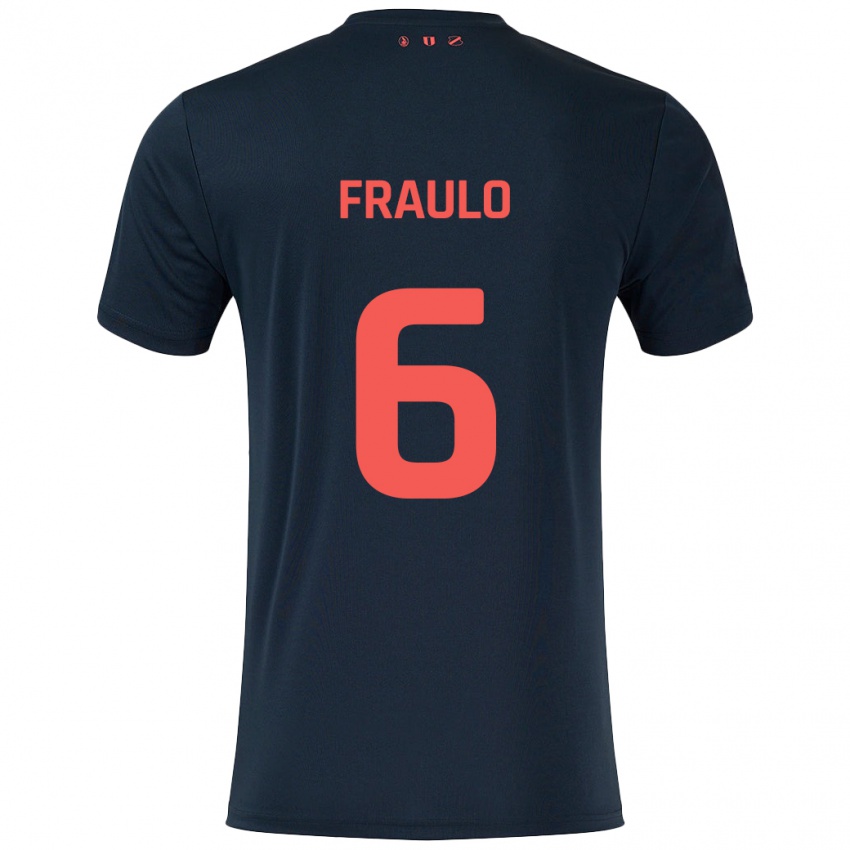 Niño Camiseta Oscar Fraulo #6 Negro Rojo 2ª Equipación 2024/25 La Camisa