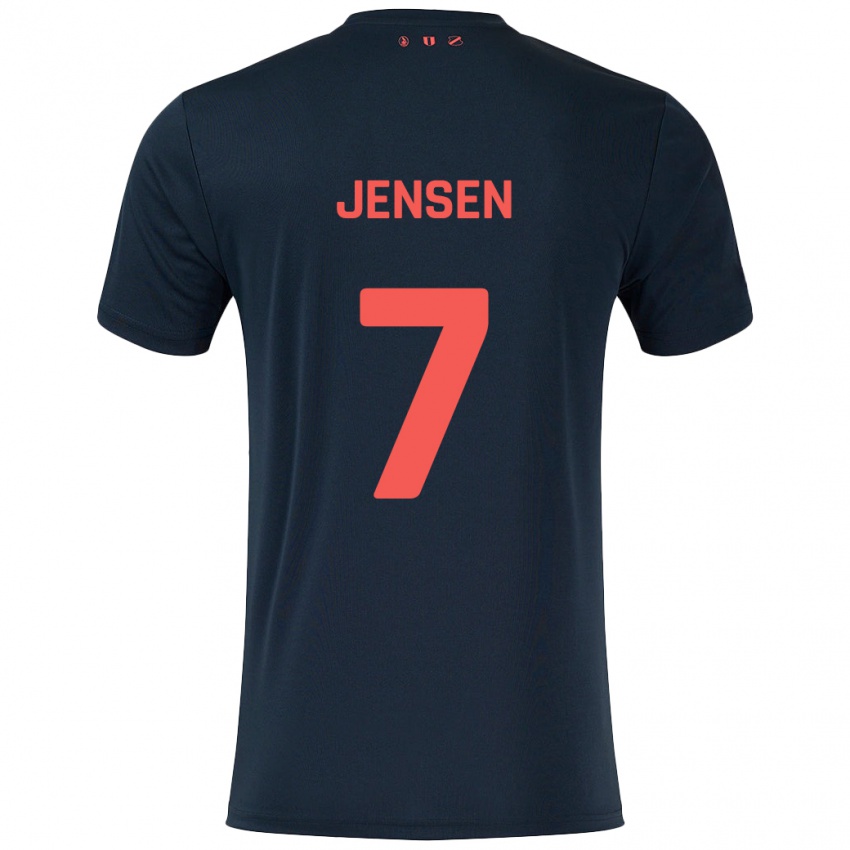 Niño Camiseta Victor Jensen #7 Negro Rojo 2ª Equipación 2024/25 La Camisa