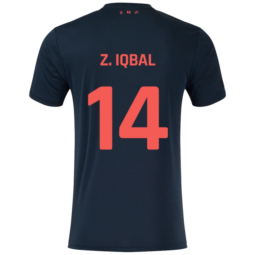 Niño Camiseta Zidane Iqbal #14 Negro Rojo 2ª Equipación 2024/25 La Camisa