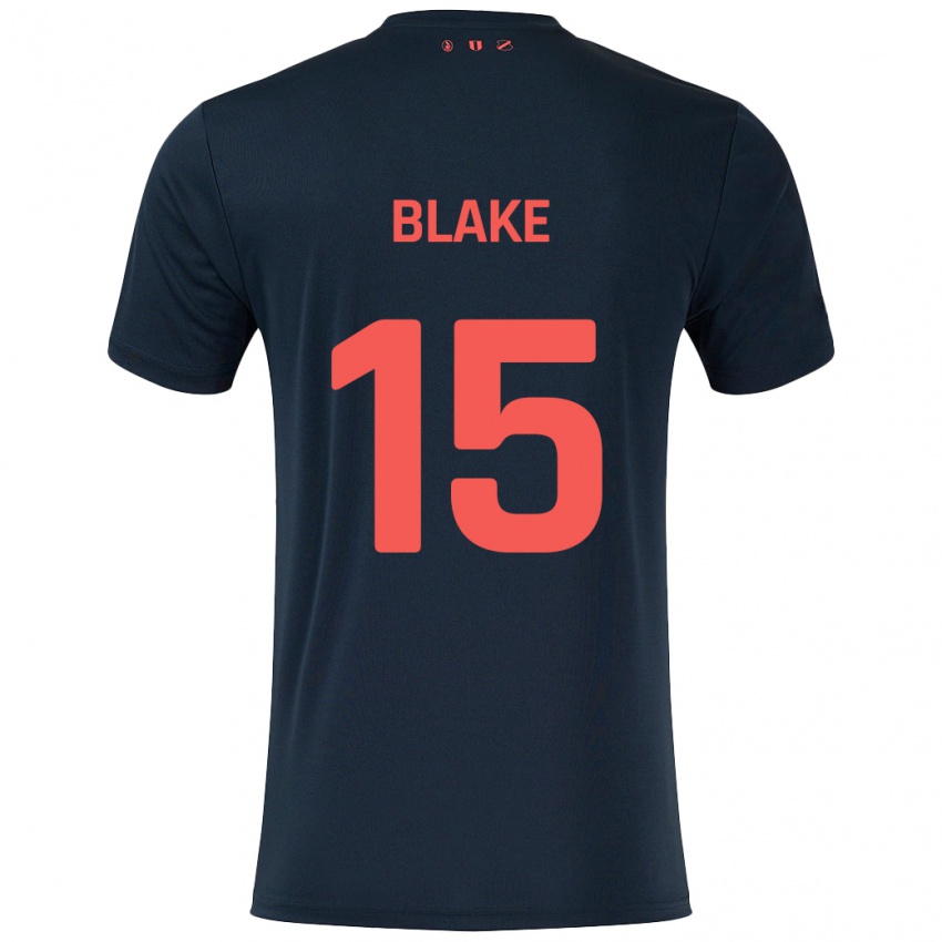 Niño Camiseta Adrian Blake #15 Negro Rojo 2ª Equipación 2024/25 La Camisa