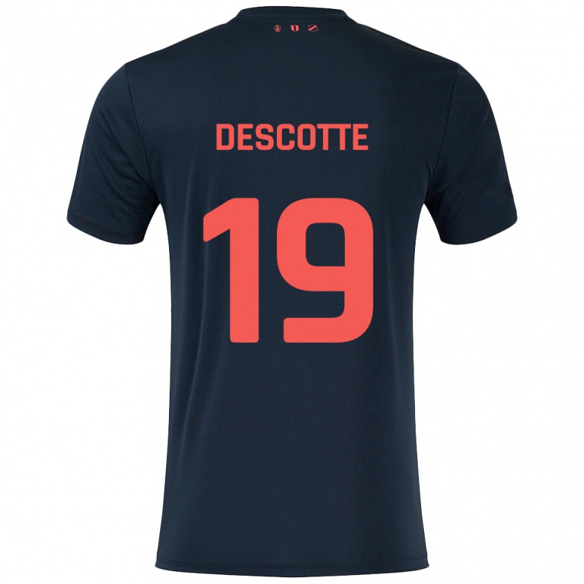 Niño Camiseta Anthony Descotte #19 Negro Rojo 2ª Equipación 2024/25 La Camisa