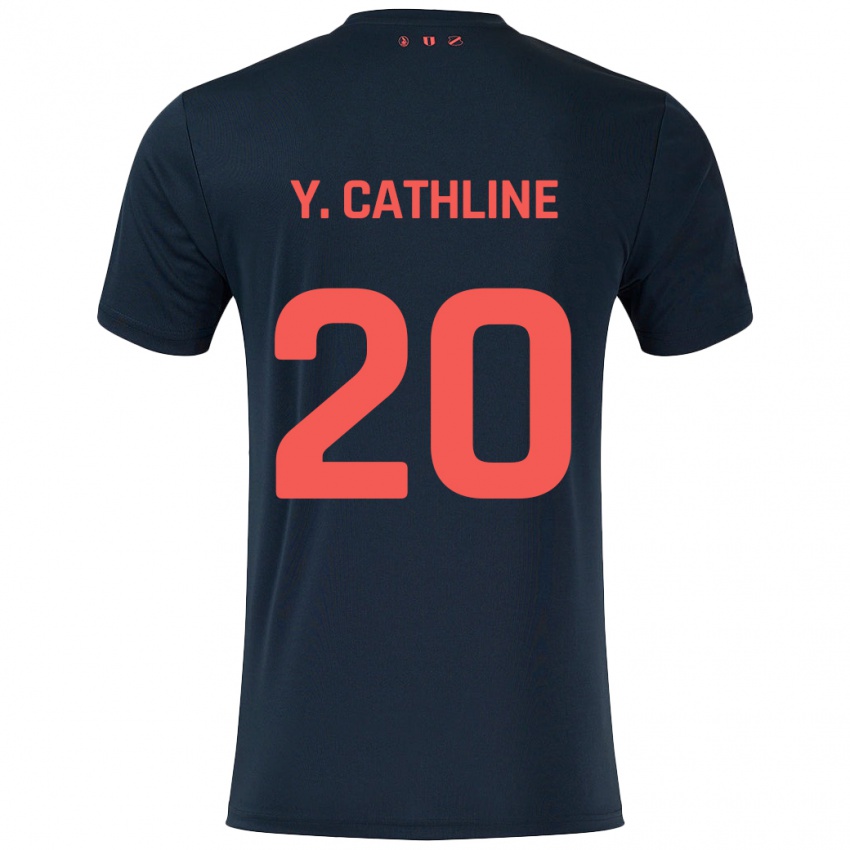 Niño Camiseta Yoann Cathline #20 Negro Rojo 2ª Equipación 2024/25 La Camisa