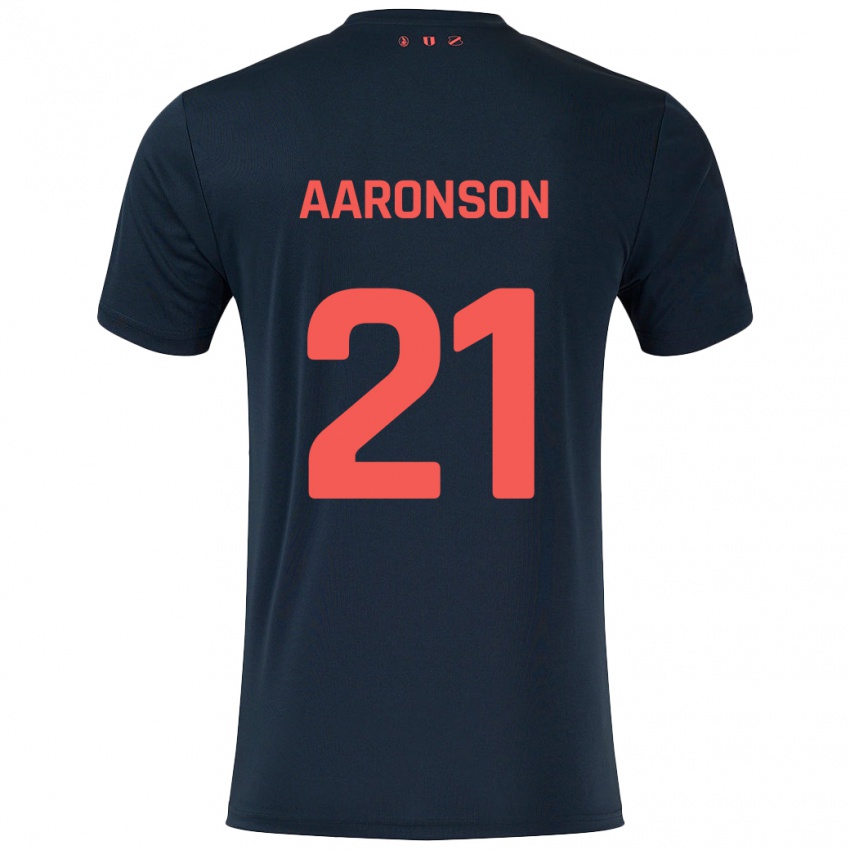 Niño Camiseta Paxten Aaronson #21 Negro Rojo 2ª Equipación 2024/25 La Camisa