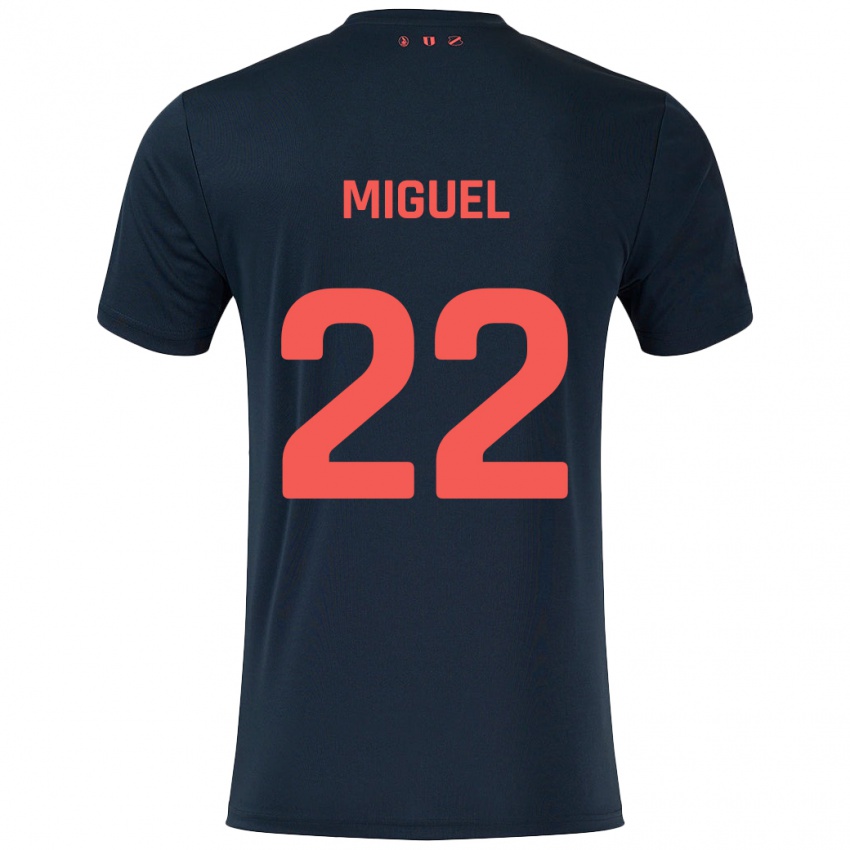 Niño Camiseta Miguel Rodríguez #22 Negro Rojo 2ª Equipación 2024/25 La Camisa