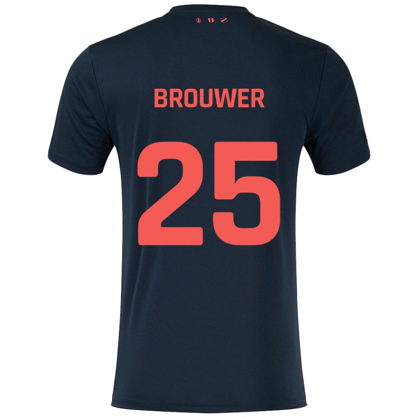 Niño Camiseta Michael Brouwer #25 Negro Rojo 2ª Equipación 2024/25 La Camisa