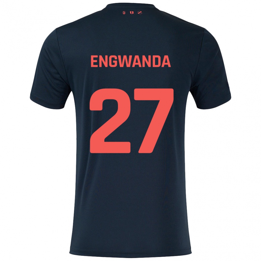 Niño Camiseta Alonzo Engwanda #27 Negro Rojo 2ª Equipación 2024/25 La Camisa