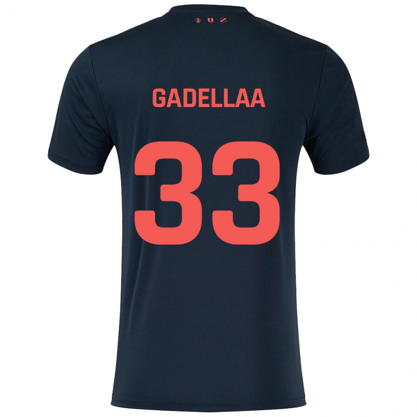 Niño Camiseta Kevin Gadellaa #33 Negro Rojo 2ª Equipación 2024/25 La Camisa