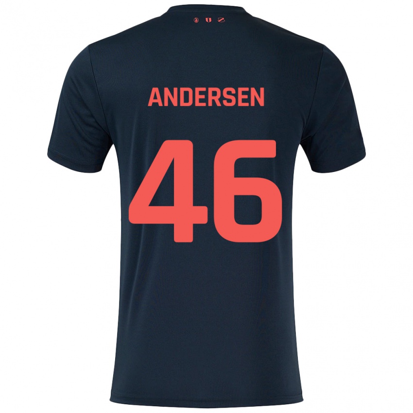 Niño Camiseta Silas Andersen #46 Negro Rojo 2ª Equipación 2024/25 La Camisa