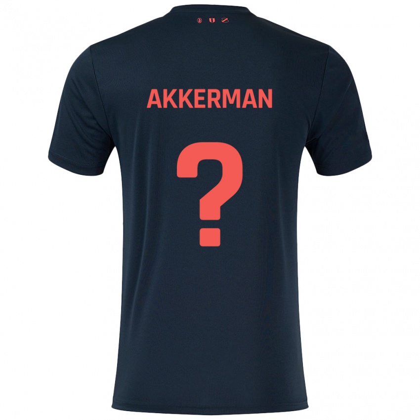 Niño Camiseta Mees Akkerman #0 Negro Rojo 2ª Equipación 2024/25 La Camisa