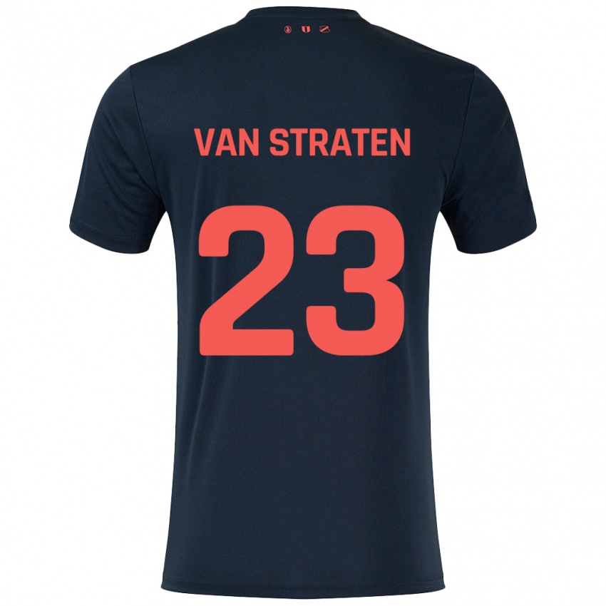 Niño Camiseta Dieke Van Straten #23 Negro Rojo 2ª Equipación 2024/25 La Camisa