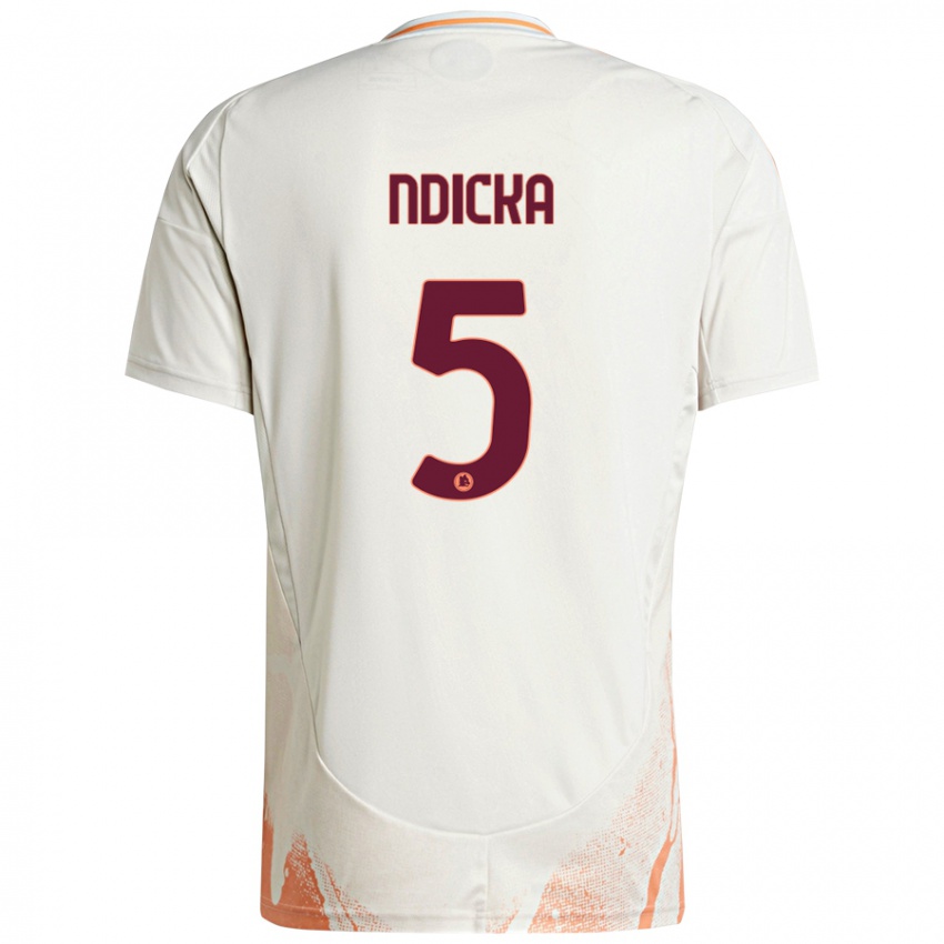 Niño Camiseta Evan Ndicka #5 Crema Blanco Naranja 2ª Equipación 2024/25 La Camisa