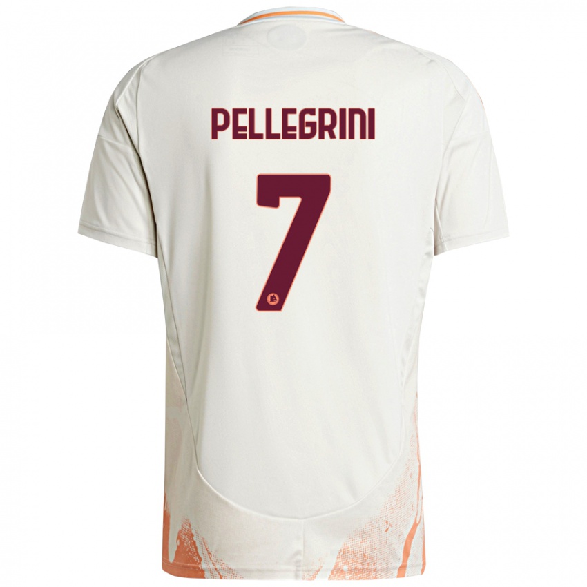 Niño Camiseta Lorenzo Pellegrini #7 Crema Blanco Naranja 2ª Equipación 2024/25 La Camisa