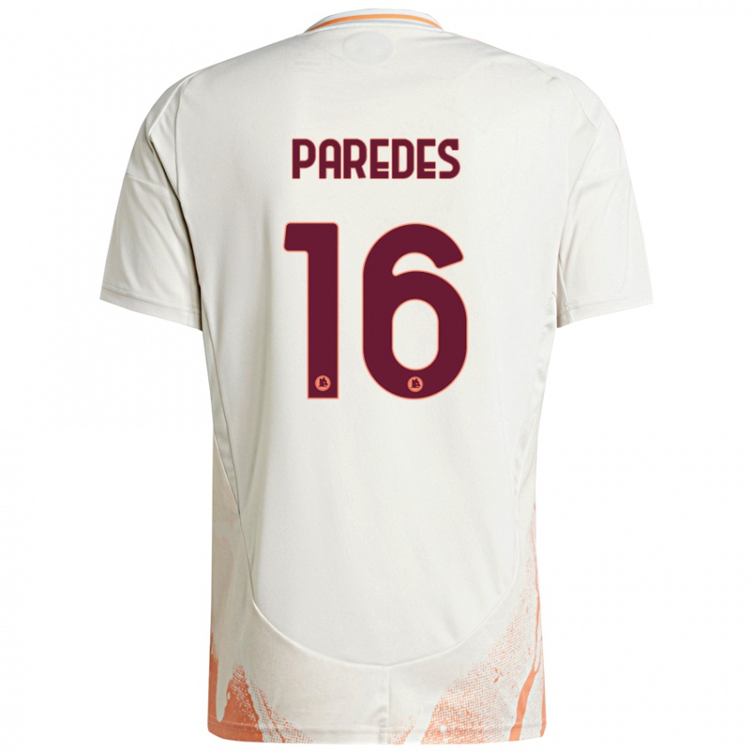 Niño Camiseta Leandro Paredes #16 Crema Blanco Naranja 2ª Equipación 2024/25 La Camisa