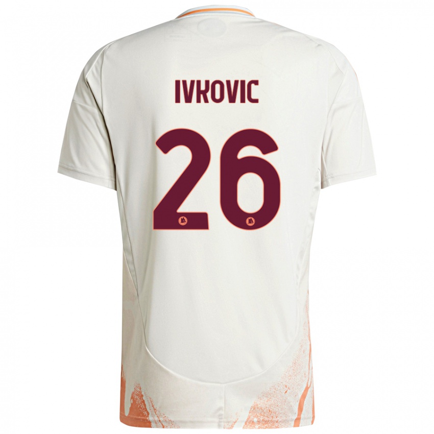 Niño Camiseta Mate Ivkovic #26 Crema Blanco Naranja 2ª Equipación 2024/25 La Camisa