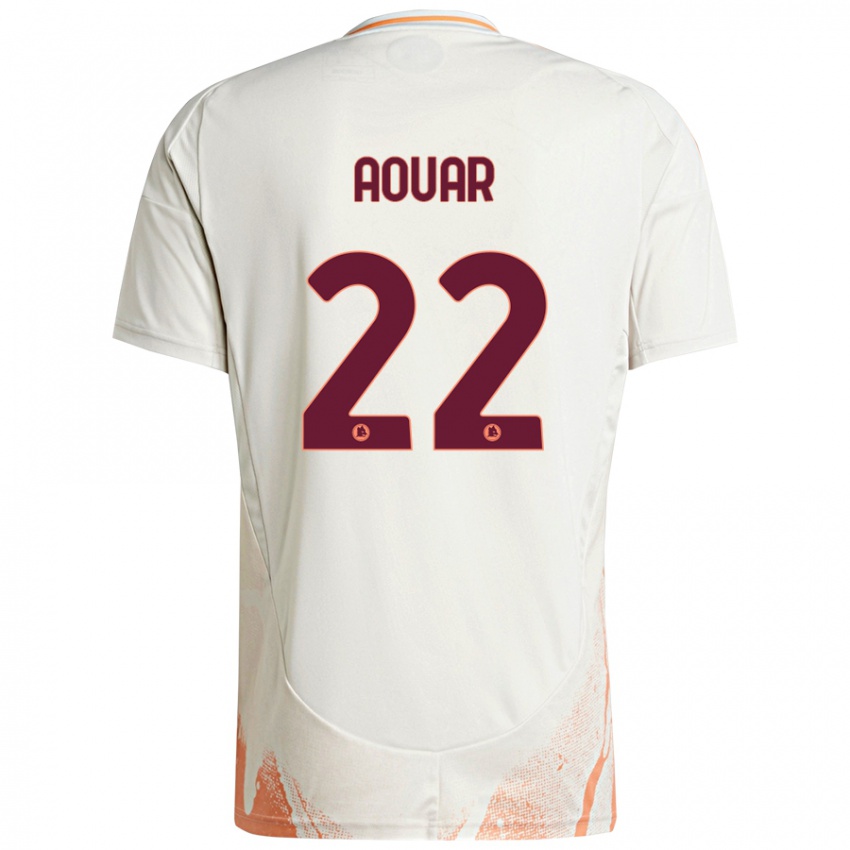 Niño Camiseta Houssem Aouar #22 Crema Blanco Naranja 2ª Equipación 2024/25 La Camisa