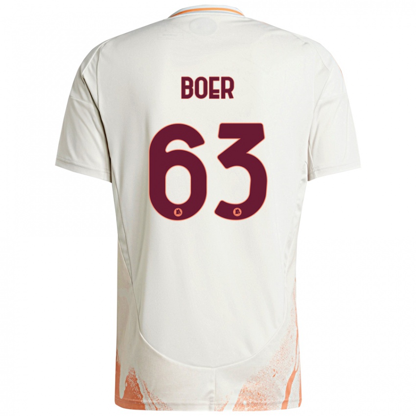 Niño Camiseta Pietro Boer #63 Crema Blanco Naranja 2ª Equipación 2024/25 La Camisa