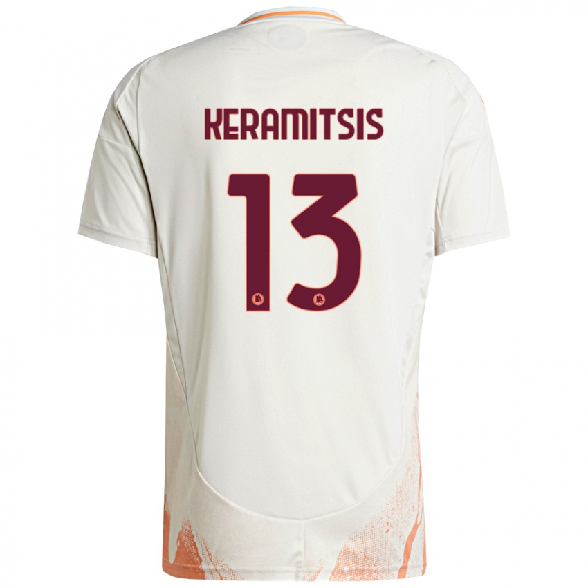 Niño Camiseta Dimitrios Keramitsis #13 Crema Blanco Naranja 2ª Equipación 2024/25 La Camisa