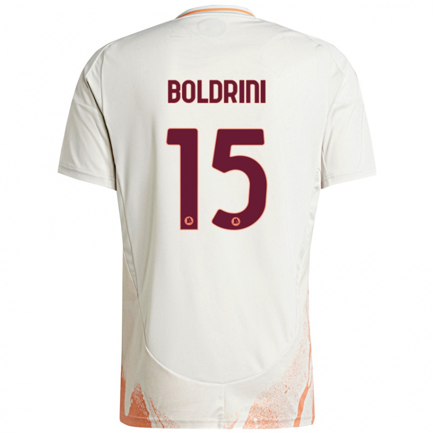 Niño Camiseta Mattia Boldrini #15 Crema Blanco Naranja 2ª Equipación 2024/25 La Camisa