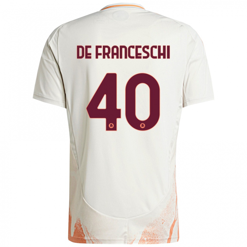 Niño Camiseta Leonardo De Franceschi #40 Crema Blanco Naranja 2ª Equipación 2024/25 La Camisa