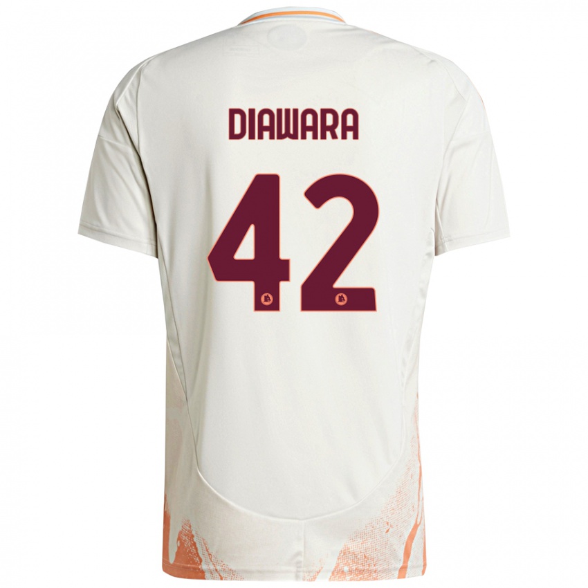 Niño Camiseta Amadou Diawara #42 Crema Blanco Naranja 2ª Equipación 2024/25 La Camisa