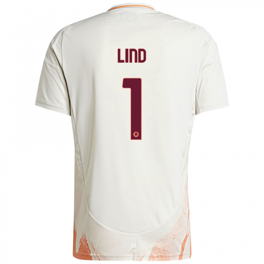 Niño Camiseta Emma Lind #1 Crema Blanco Naranja 2ª Equipación 2024/25 La Camisa